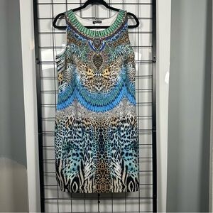 Venus Multicolored Mixed Animal Print Rhinestone Sleeveless Maxi Dress Womens XL